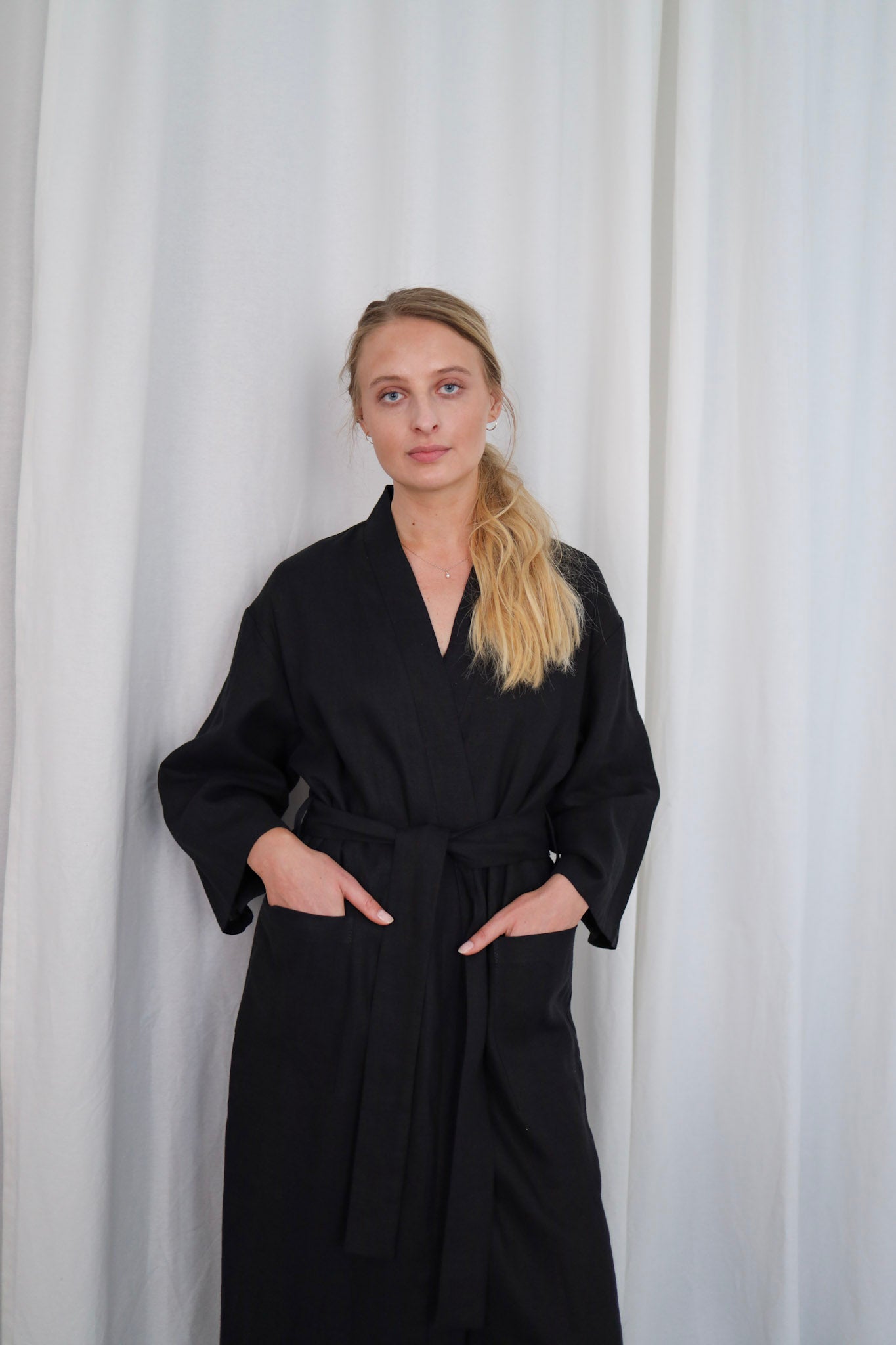 Ľanové dlhé kimono šaty GUST