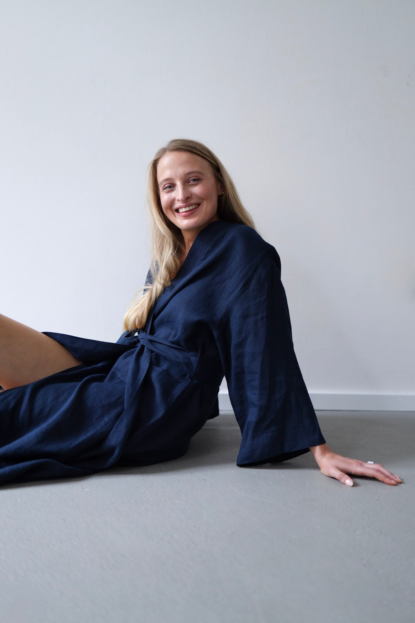 Ľanové dlhé kimono šaty GUST