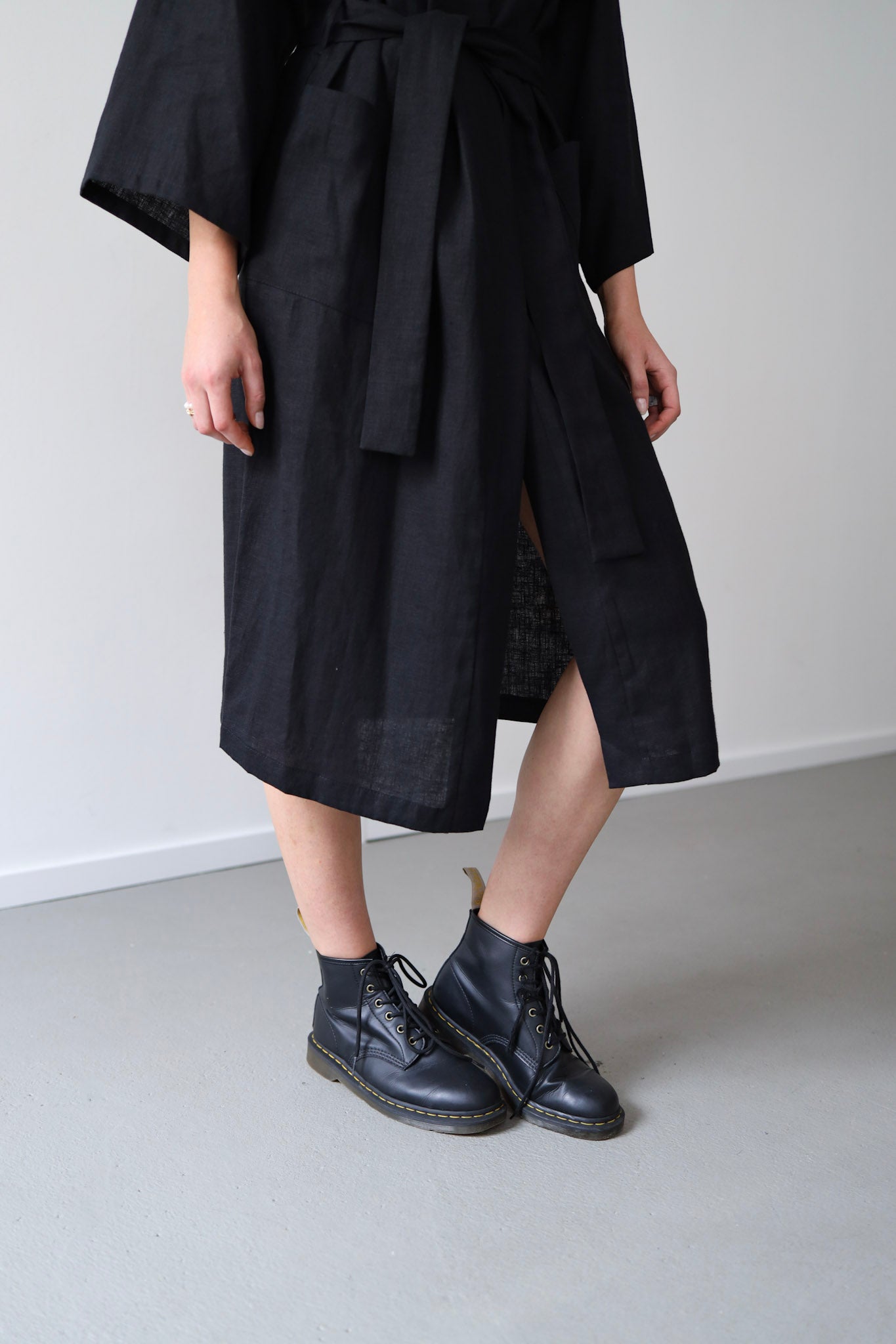 Ľanové dlhé kimono šaty GUST