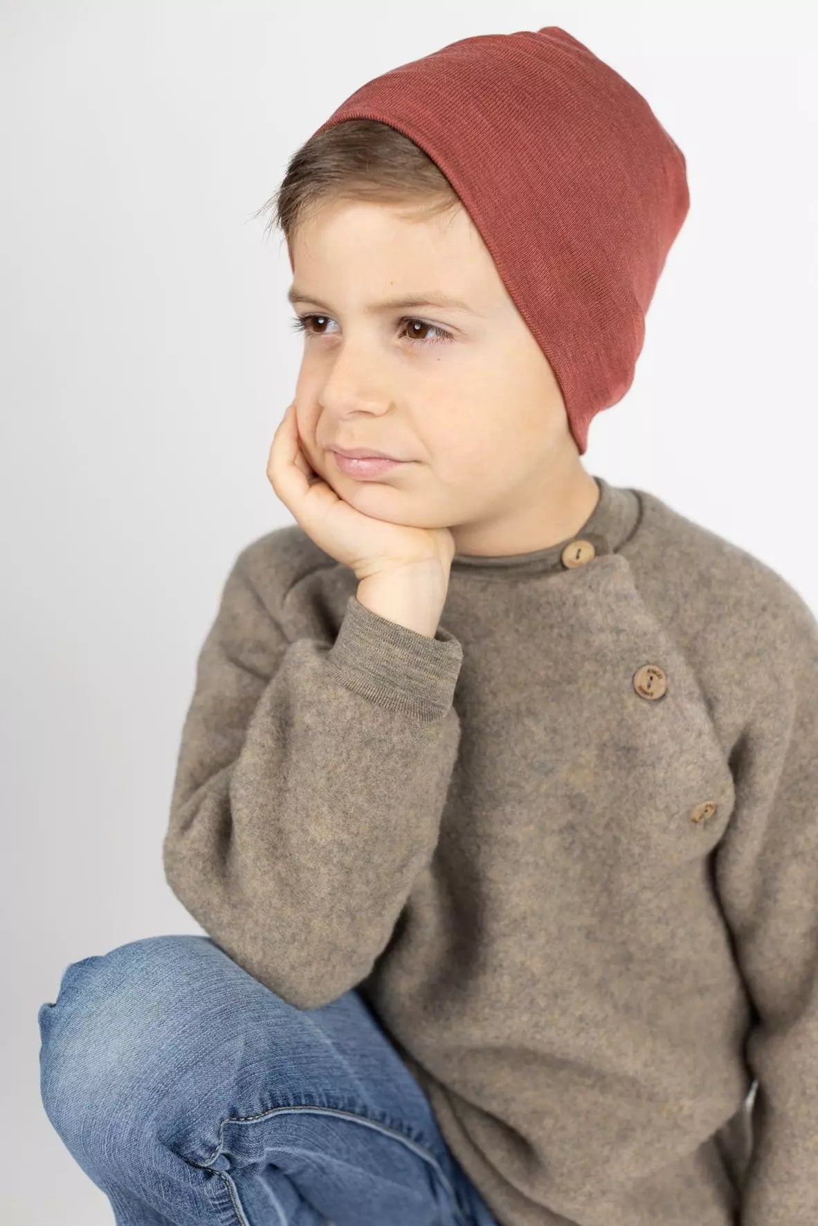 Rebrovaná čiapka z merino vlny a hodvábu ENGEL NATUR - Copper