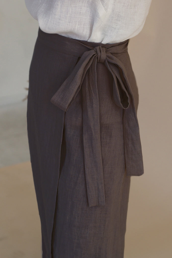 Ľanová zavinovacia sukňa GUST