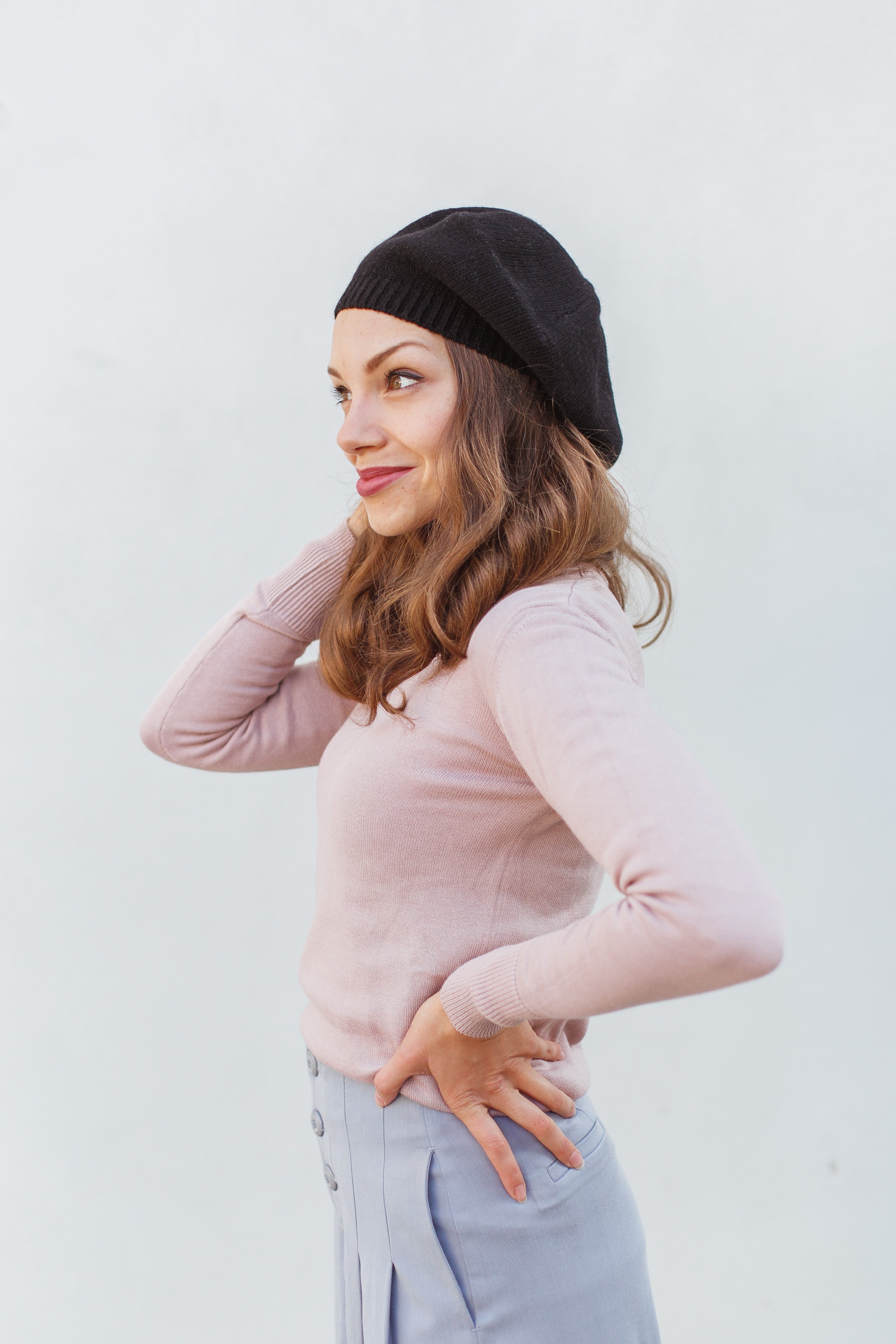 Svetr s žebrovaným límcem MELAWEAR Sada - Pink