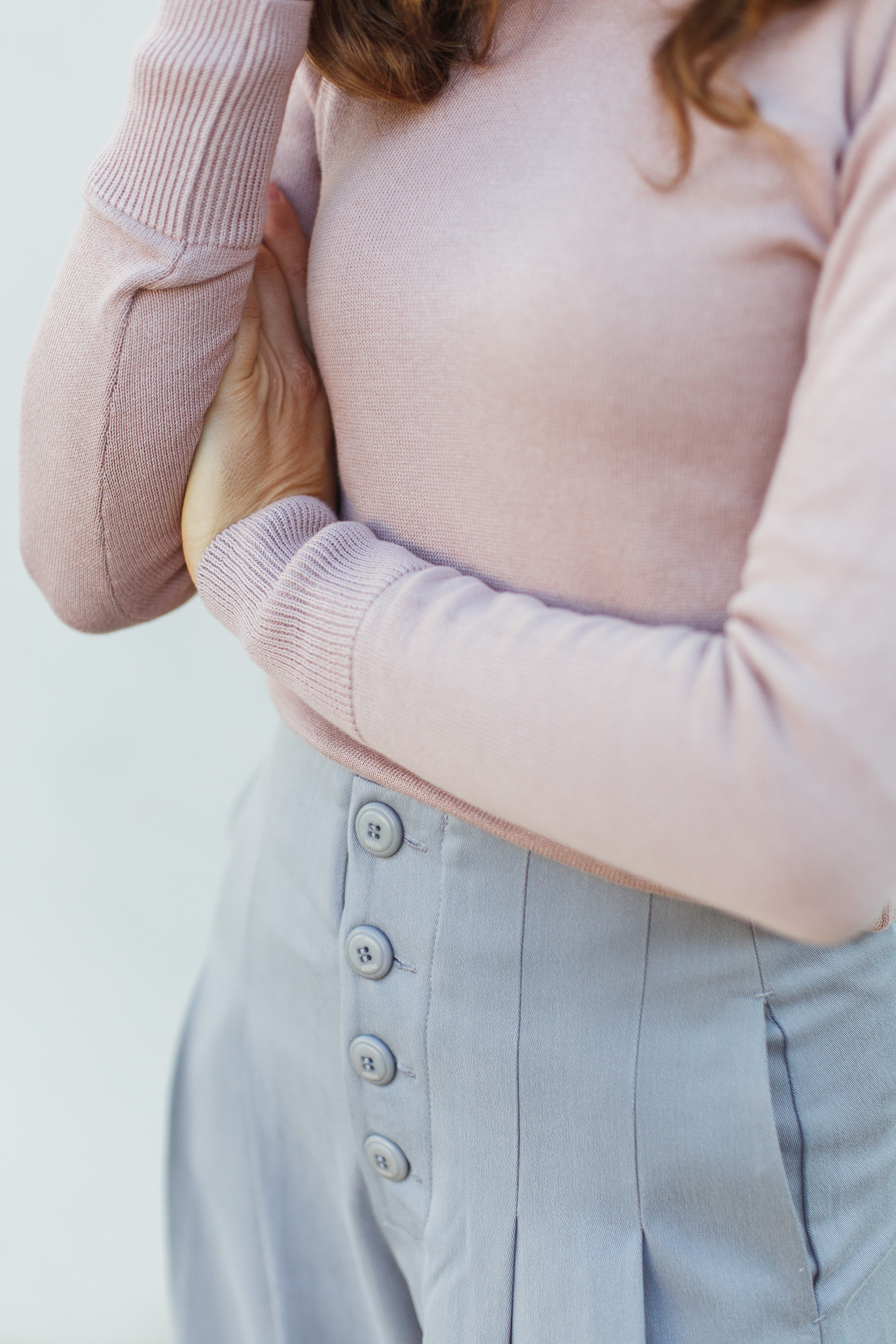 Svetr s žebrovaným límcem MELAWEAR Sada - Pink